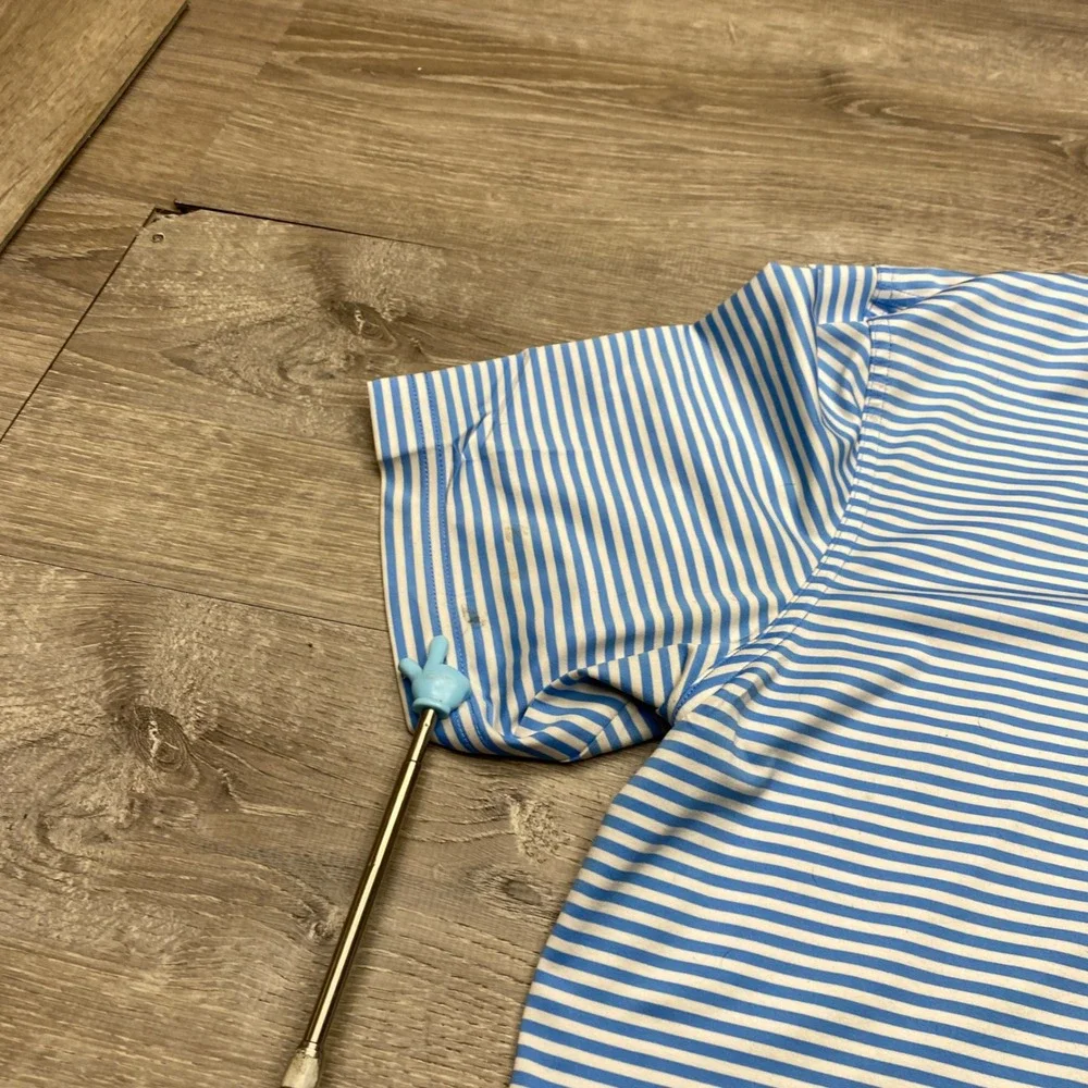 Vineyard Vines Shirt Performance Polo Mens XL‎ Blue White Stripe Polyester Blend